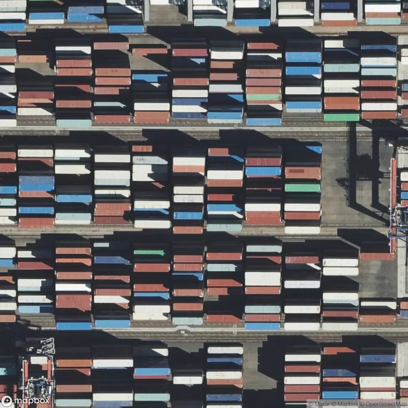 Container stacks from above