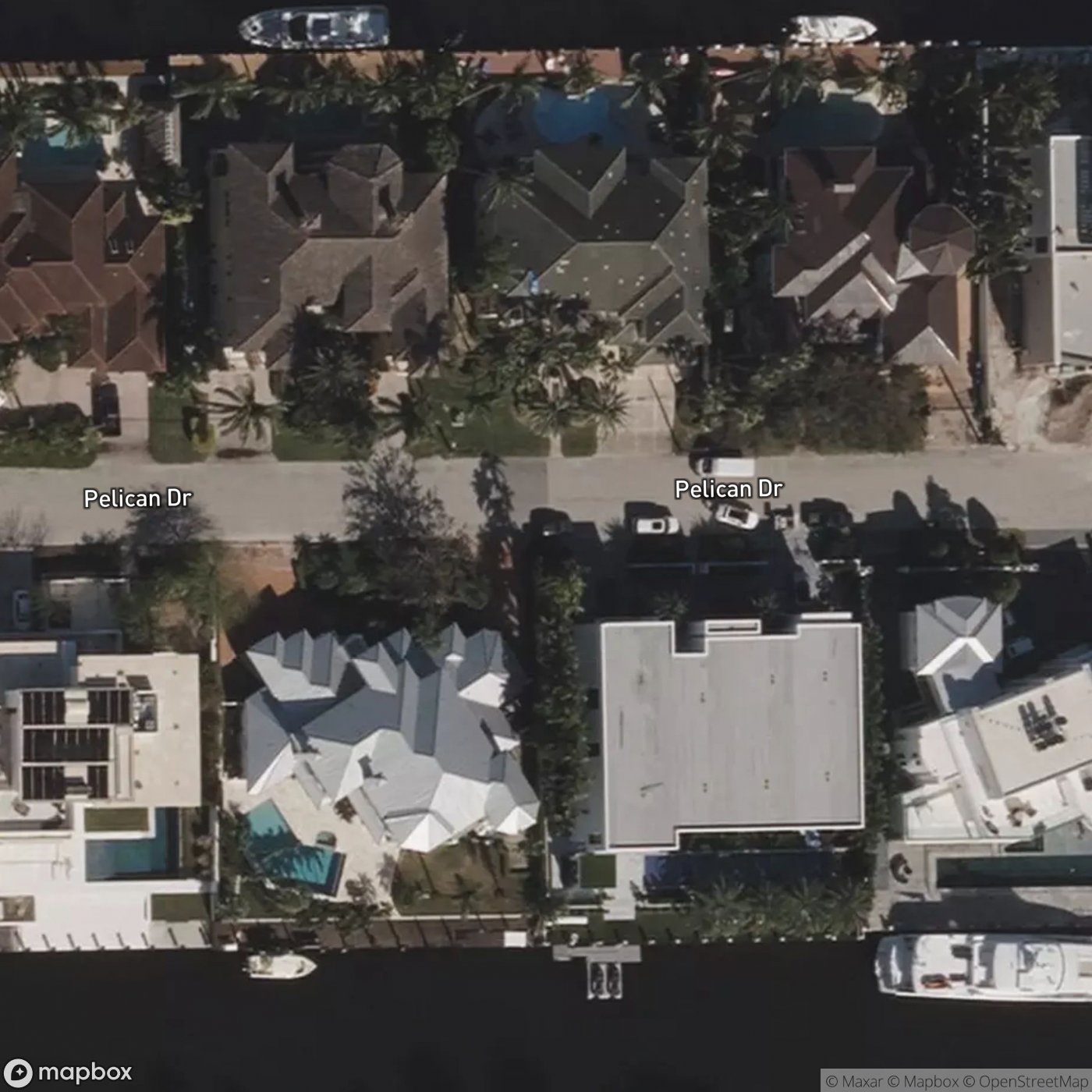 Waterfront mansion from above